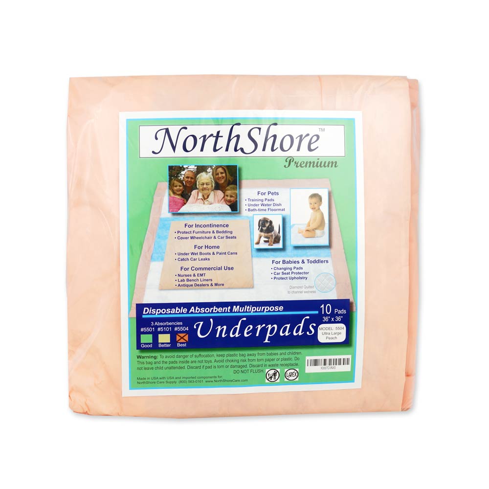 NorthShore Premium Super-Absorbent Underpads, Peach
