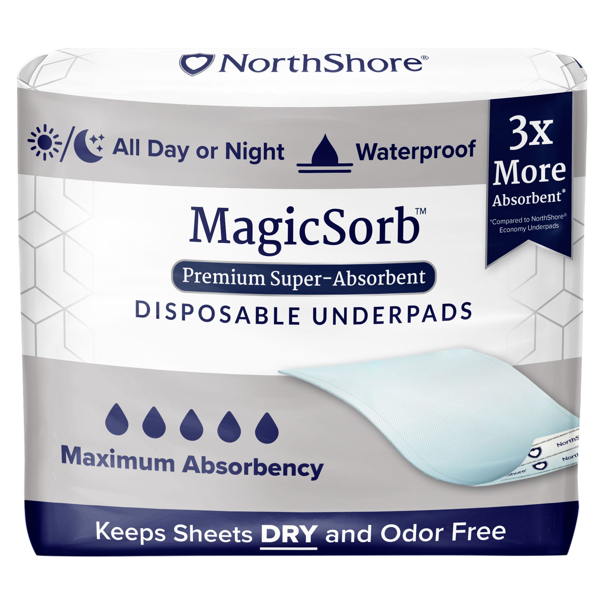 NorthShore MagicSorb Premium Disposable Bed & Floor Protectors (Underpads)
