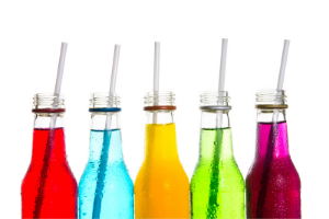 image of colorful soda bottles